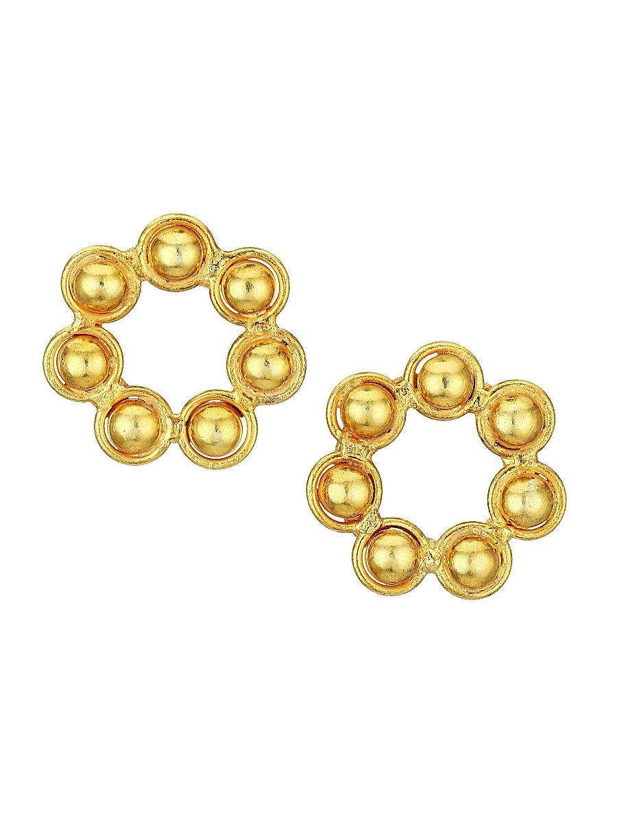 Women's Daisy 22K Goldplated Circle Stud Earrings - Yellow Goldtone
