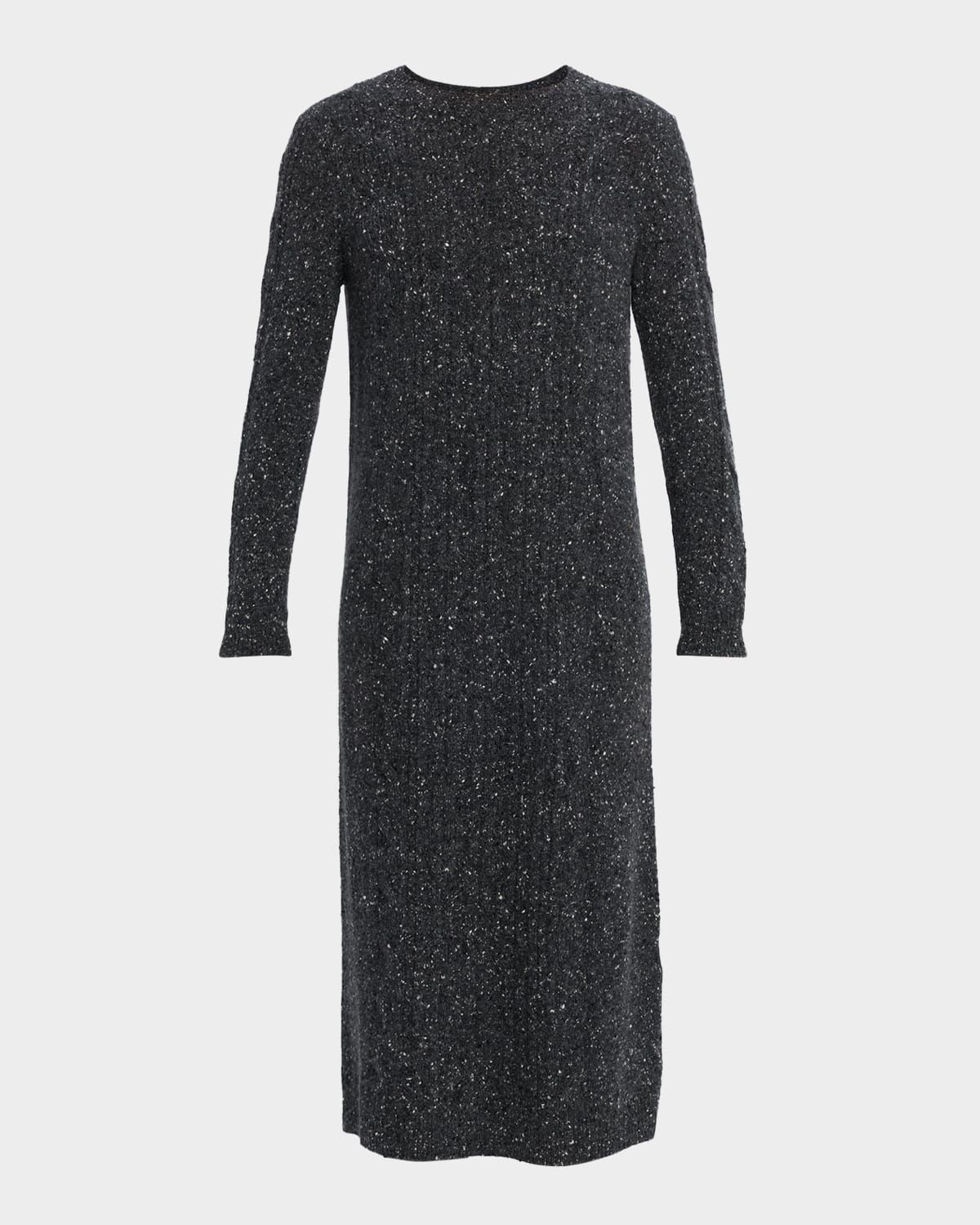 Cable-Knit Cashmere Donegal Midi Sweater Dress