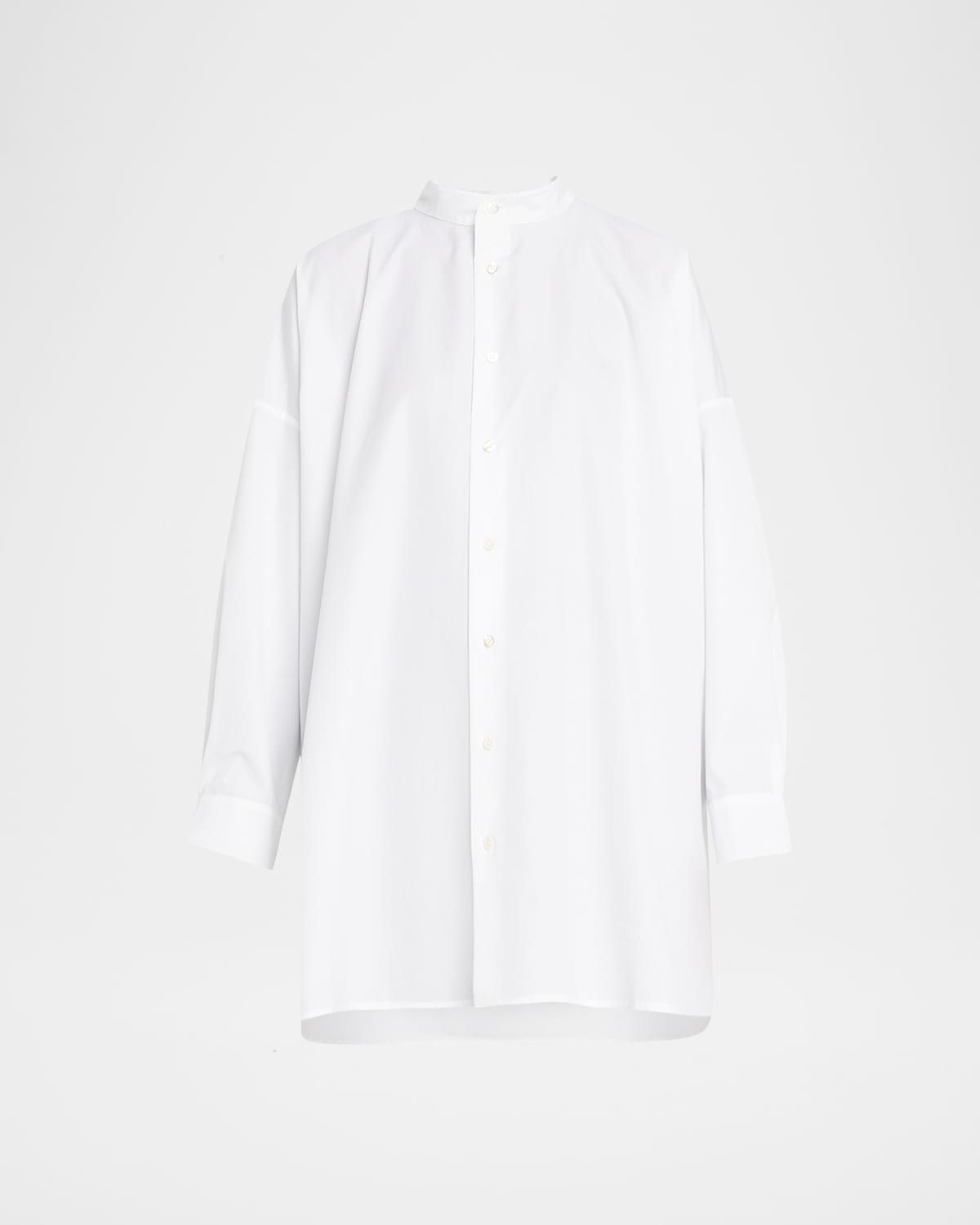 Wide A-Line Collarless Classic Shirt (Long Plus)