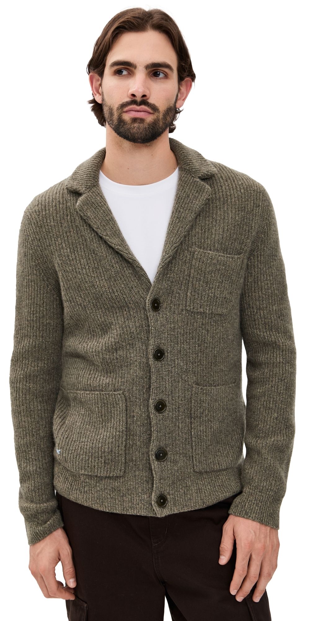 Alex Mill Mitchell Cardigan In Washed Cashmere Marled Loden XXL