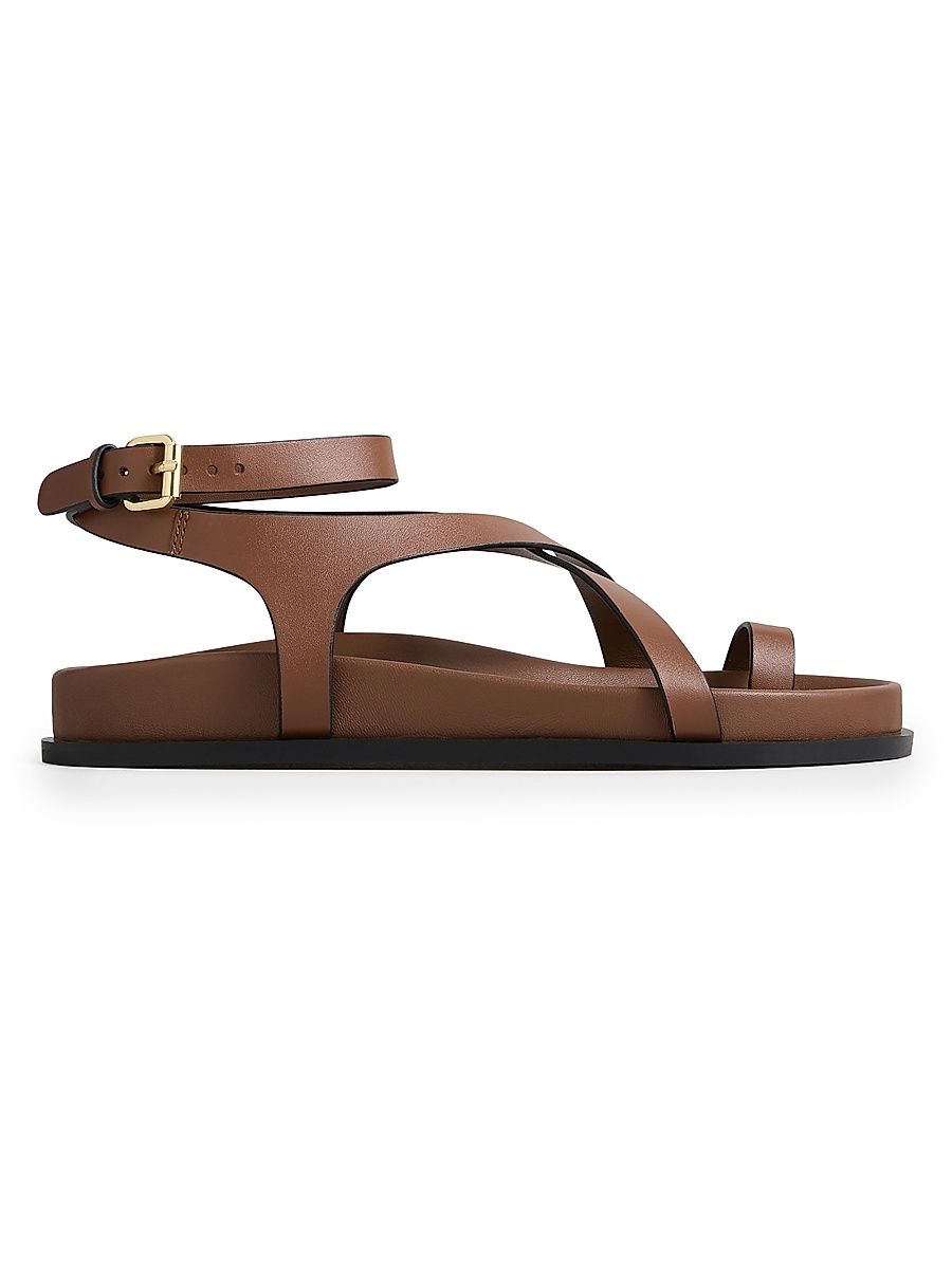 Women's Jalen Slim Leather Crisscross Sandals - Cognac - Size 11
