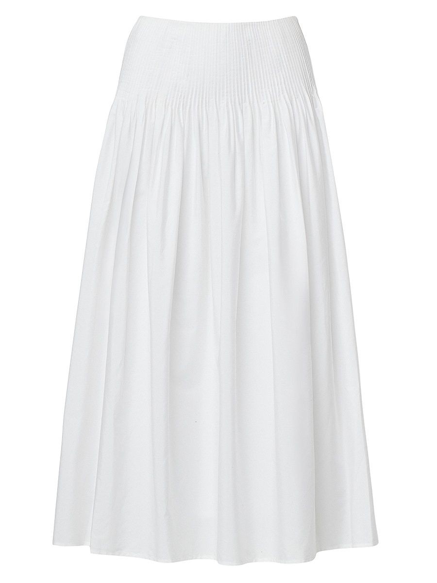 Women's Elena Pintuck Cotton Poplin Maxi Skirt - White - Size 00