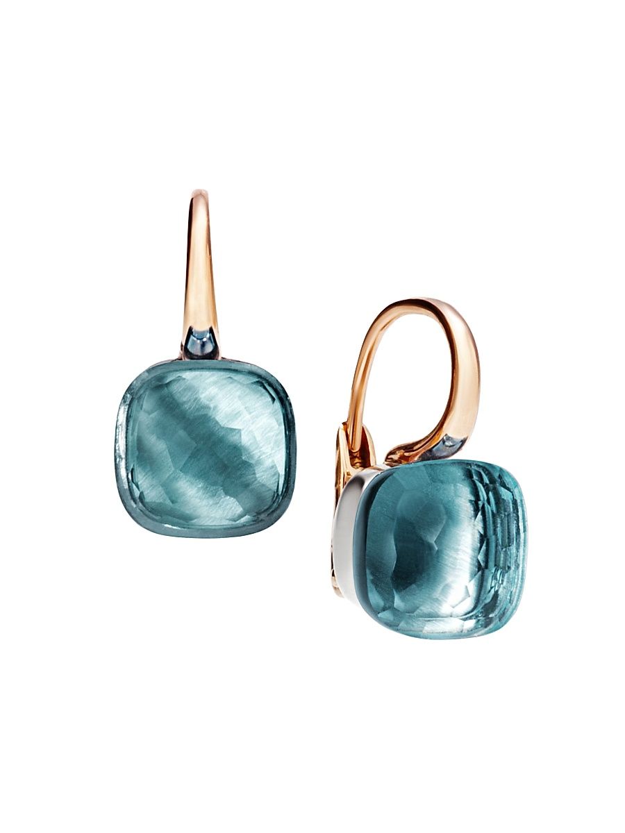 Women's Nudo Blue Topaz & 18K Rose Gold Leverback Earrings - Blue Topaz