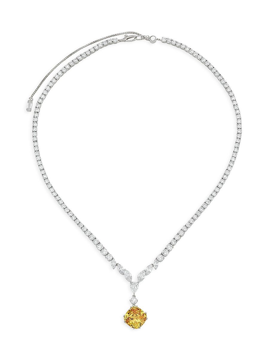 Women's Saffron Sterling Silver & Cubic Zirconia Collar Pendant Necklace - Sterling Silver