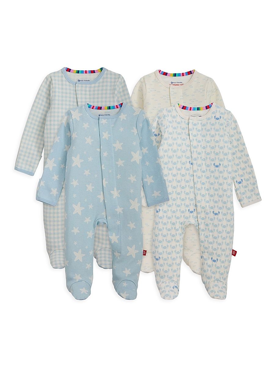 Baby Boy's 4-Pack Cotton Footie Set - Blue Multi - Size 12 Months