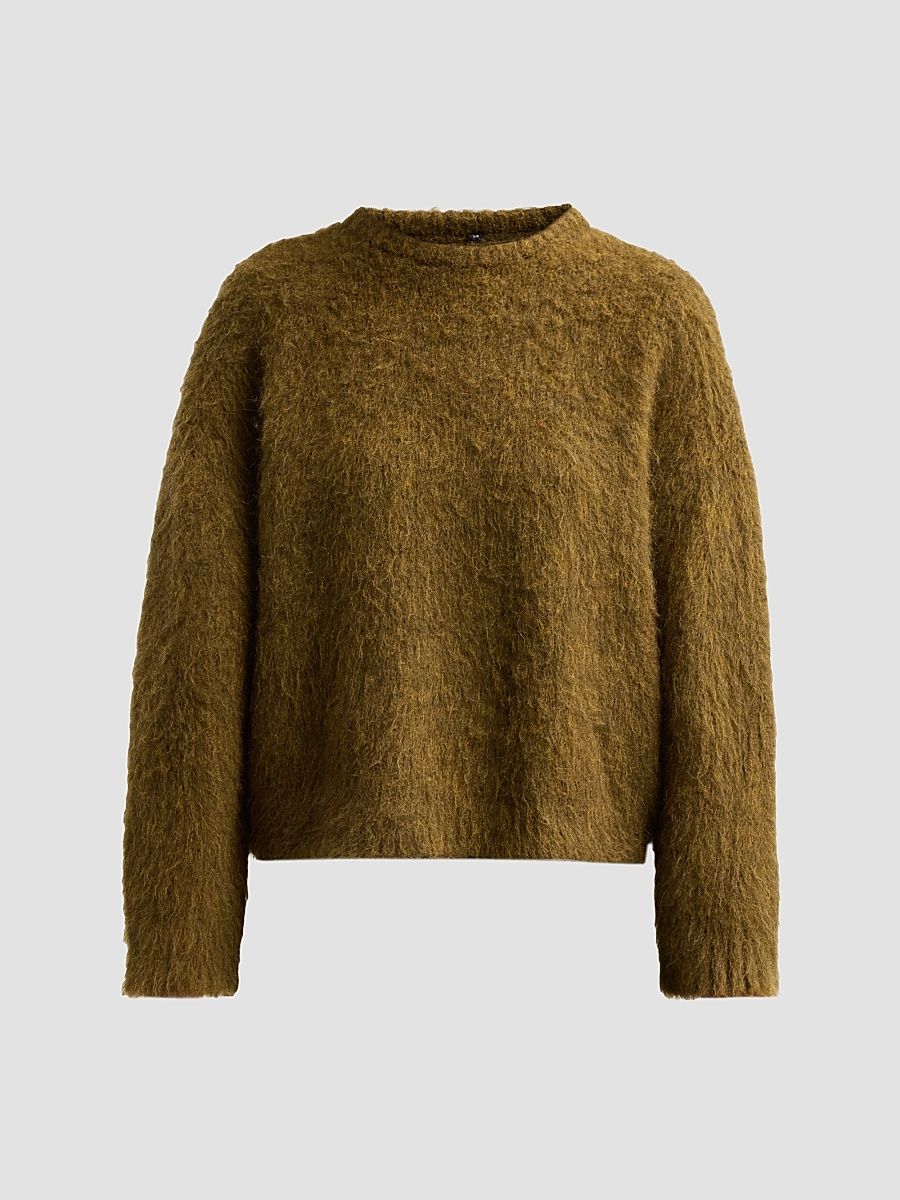 Women's Oversized Grunge Sweater - Heather Olive Green - Size XS