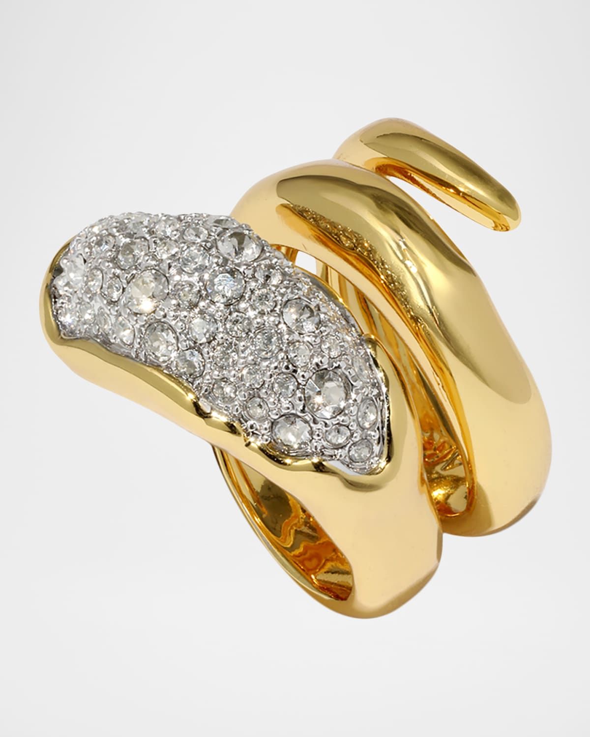 Solanales Crystal Coiled Pebble Ring, Size 7