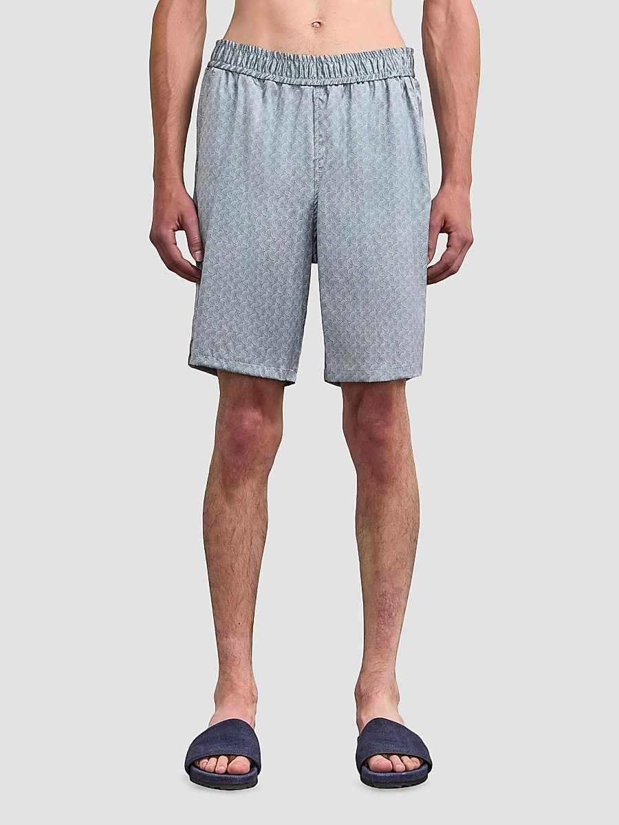 Frescobol Carioca Men's Palma Printed Stretch Silk Shorts - Coastal Blue - Size XXL