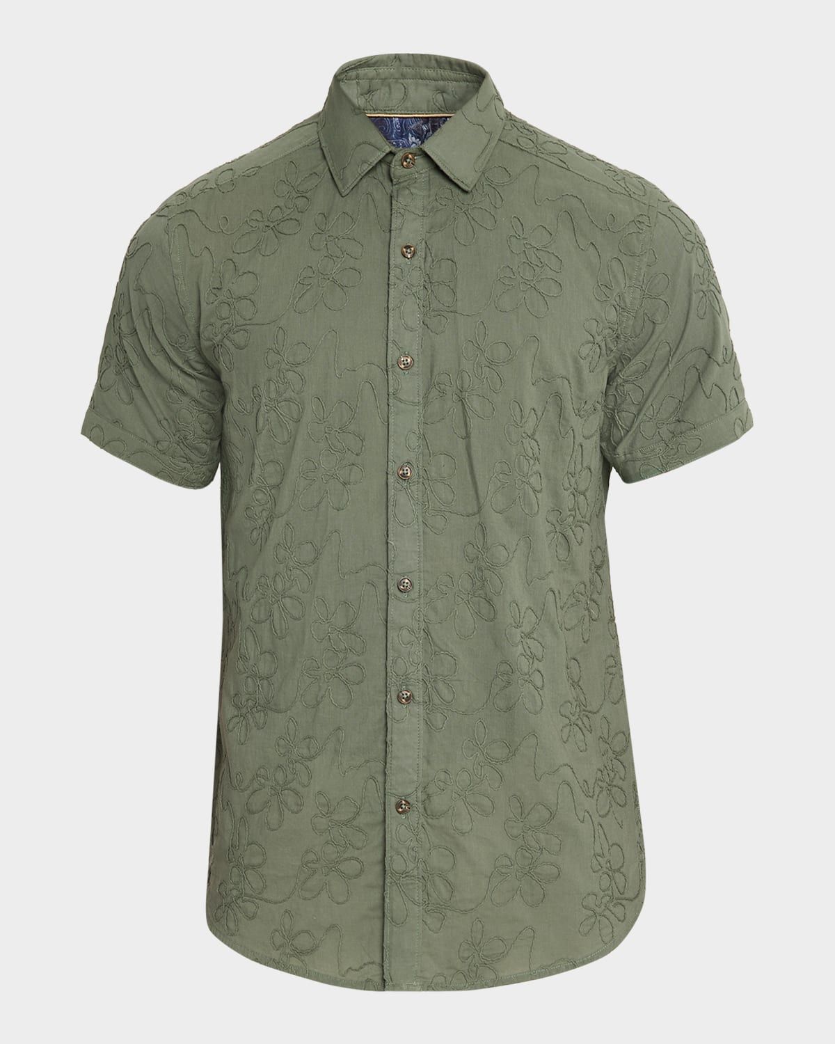 Men & apos;s Grafton Cotton Floral Embroidered Short-Sleeve Shirt