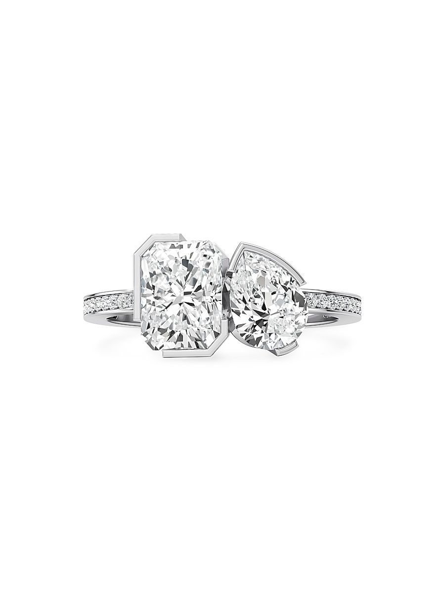 Women's Meta 18K White Gold & 3.13 TCW Lab-Grown Diamond Toi Et Moi Ring - White Gold - Size 6.75