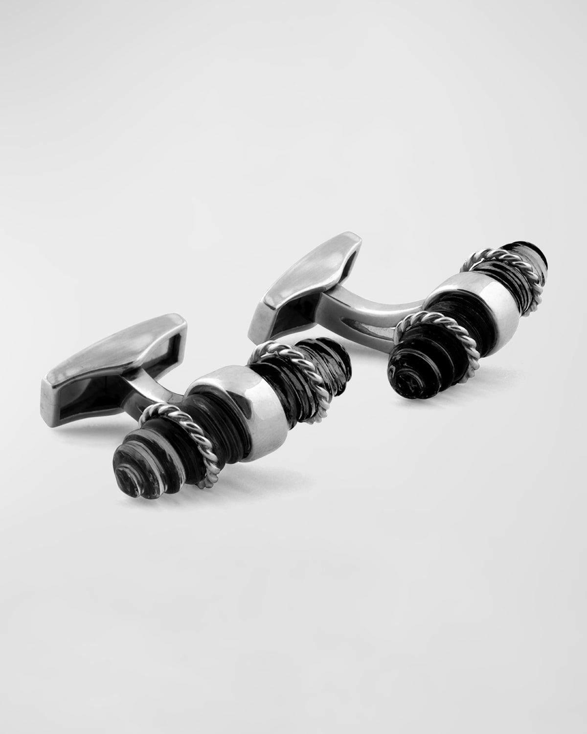 Men & apos;s Spiral Capsule Cufflinks with Spinel