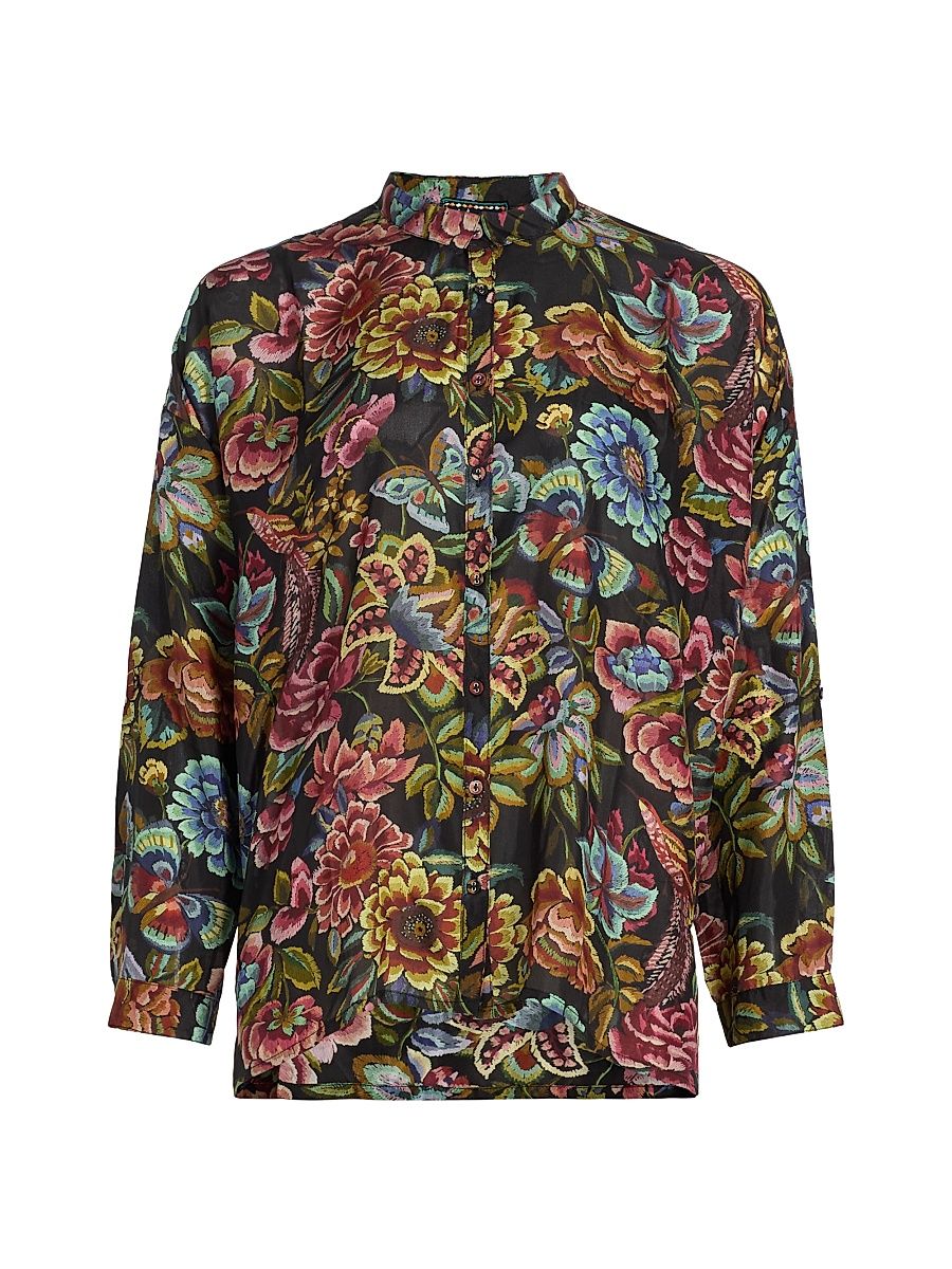 Women's Audrey Silk Oversized Blouse - Size XL
