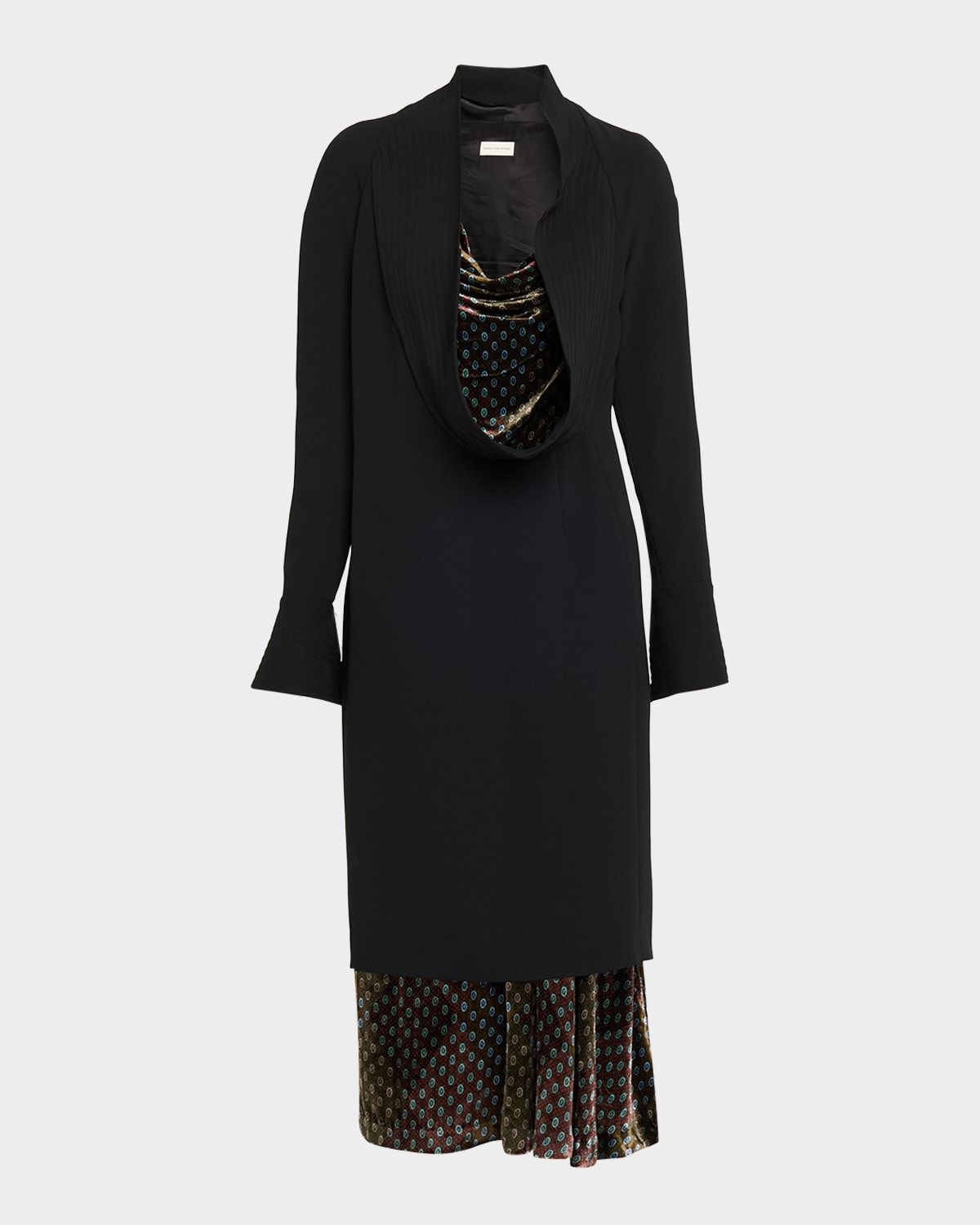 Delsey Cowl-Neck Long-Sleeve Midi Dress