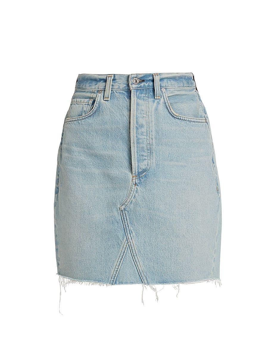 Women's Carolina Deconstructed Knee-Length Denim Skirt - Array Light Indigo - Size 27