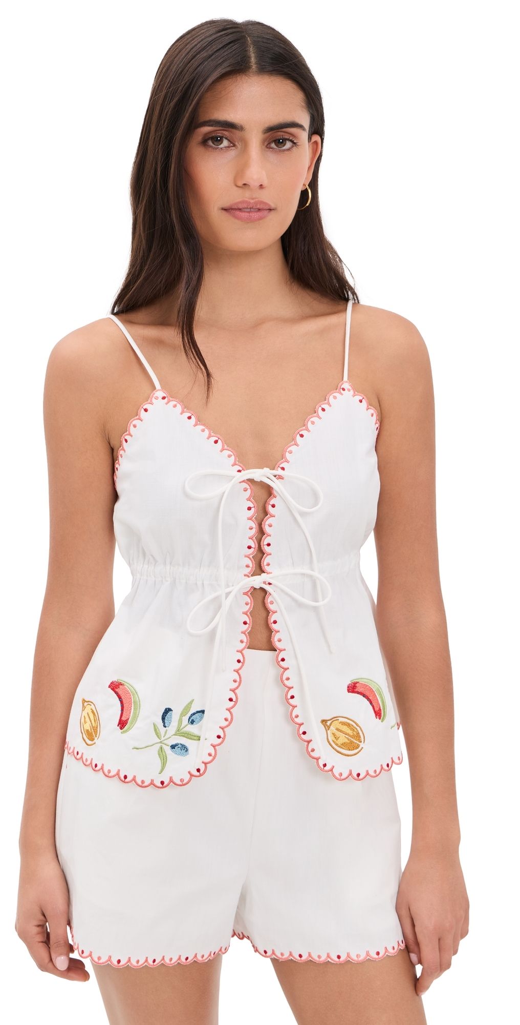MINKPINK Santorini Embroidered Cami White L