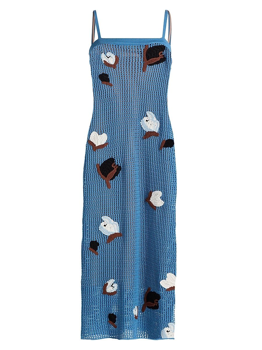 Women's Flower Crochet Midi-Dress - Iris Blue - Size 2