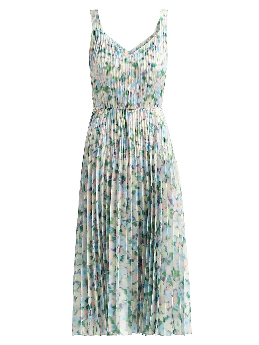 Women's Printed Acoordion-Pleat Midi-Dress - Herb Petal - Size XXS