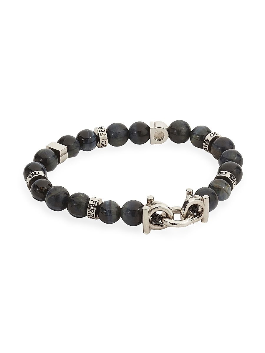 Men's Beaded Bracelet - Black Silver