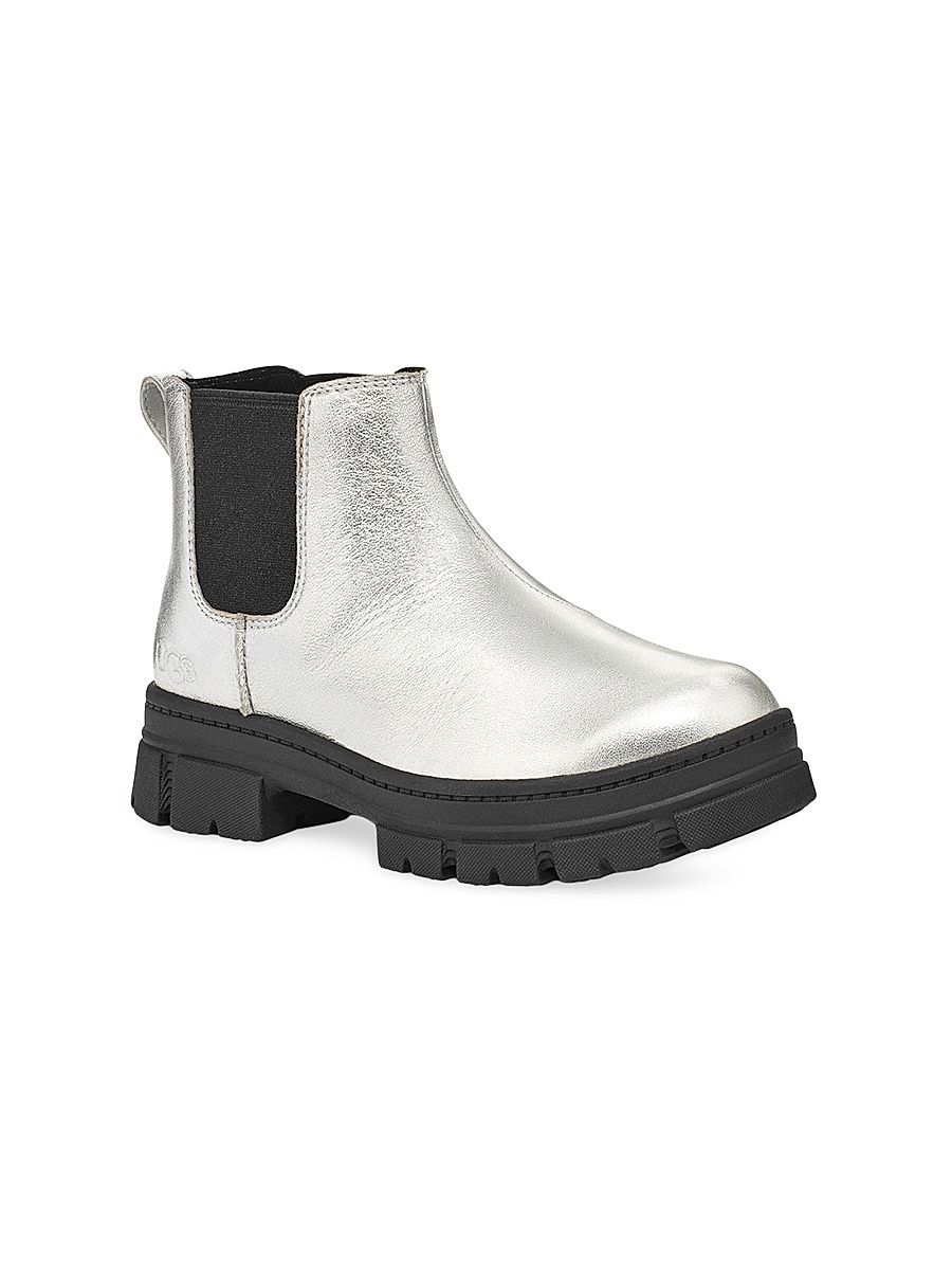 Little Girl's & Girl's Ashton Chelsea Leather Boots - Silver Metallic - Size 4 (Child)