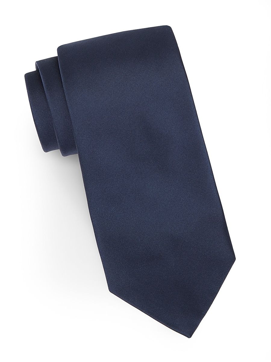 Men's Satin Silk Necktie - Navy