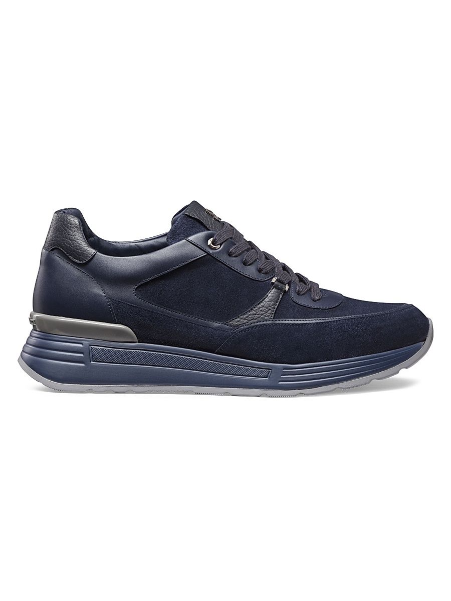 Men's Calf Leather Sneakers - Dark Blue - Size 11.5