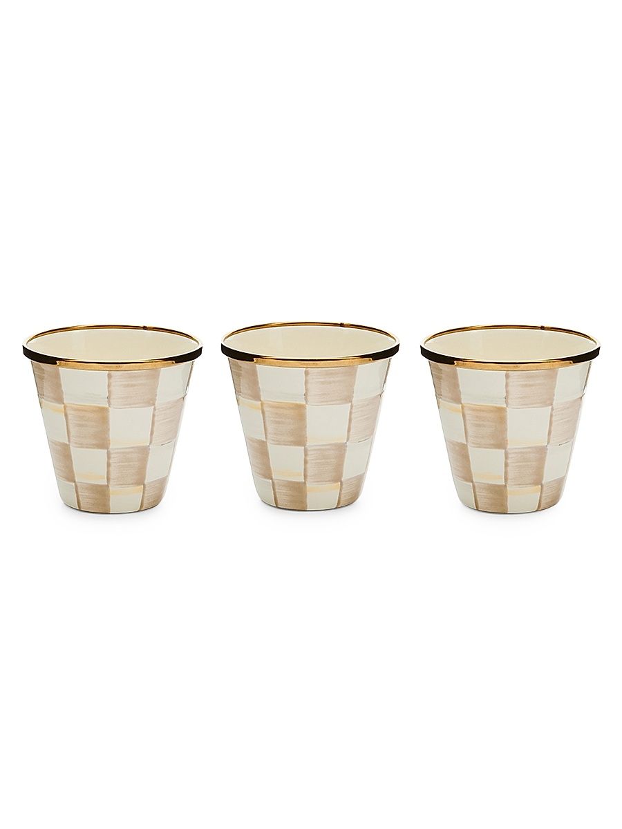 Mocha Check 3-Piece Herb Pot Set