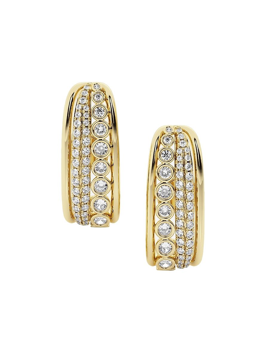 Women's Eärth 14K Yellow Gold & 1.25 TCW Lab-Grown Diamond Suspender Stud Earrings - Yellow Gold