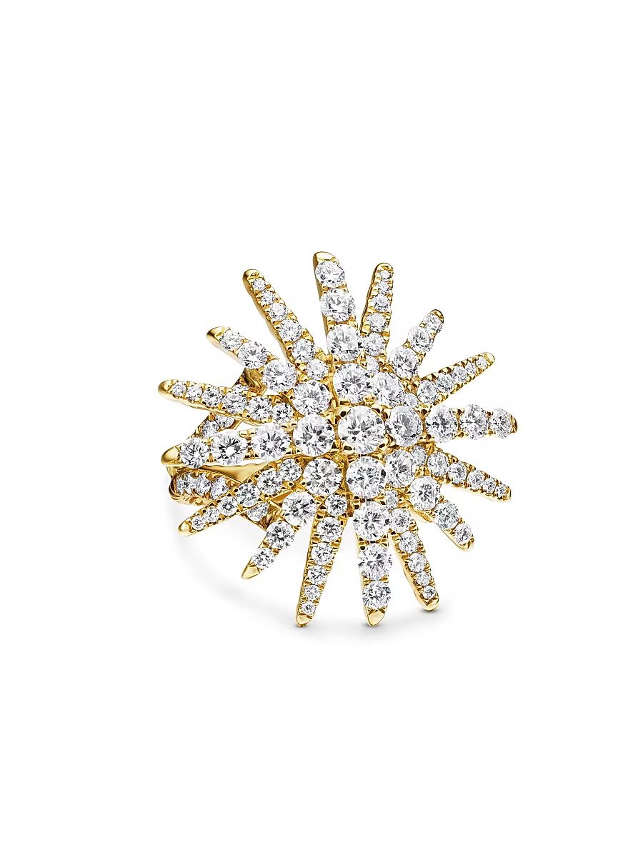 Women's Starburst Ring in 18K Yellow Gold - Diamond - Size 8