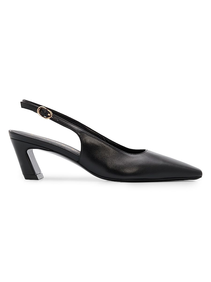 Women's Stassi 50MM Leather Slingback Pumps - Black - Size 9.5