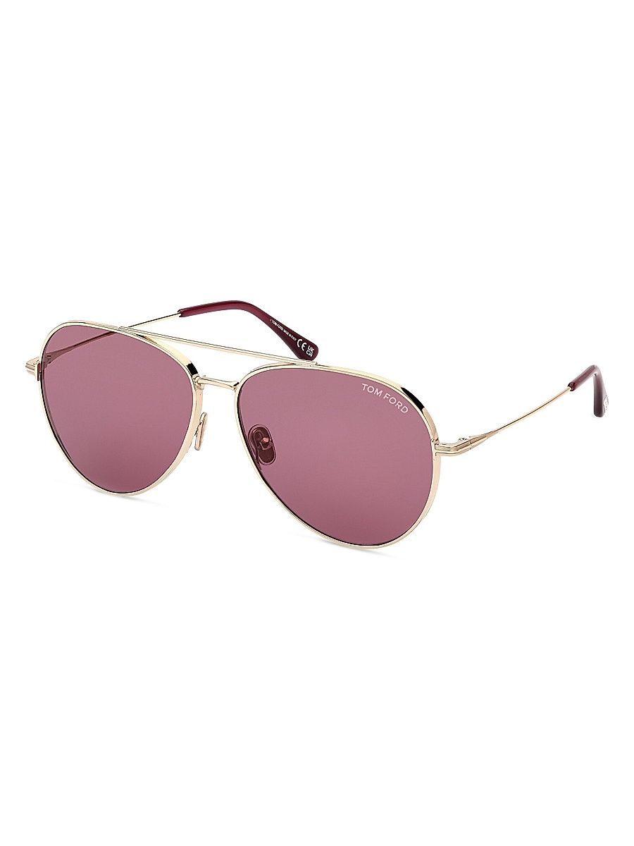 Men's 62MM Navigator Metal Sunglasses - Pale Gold
