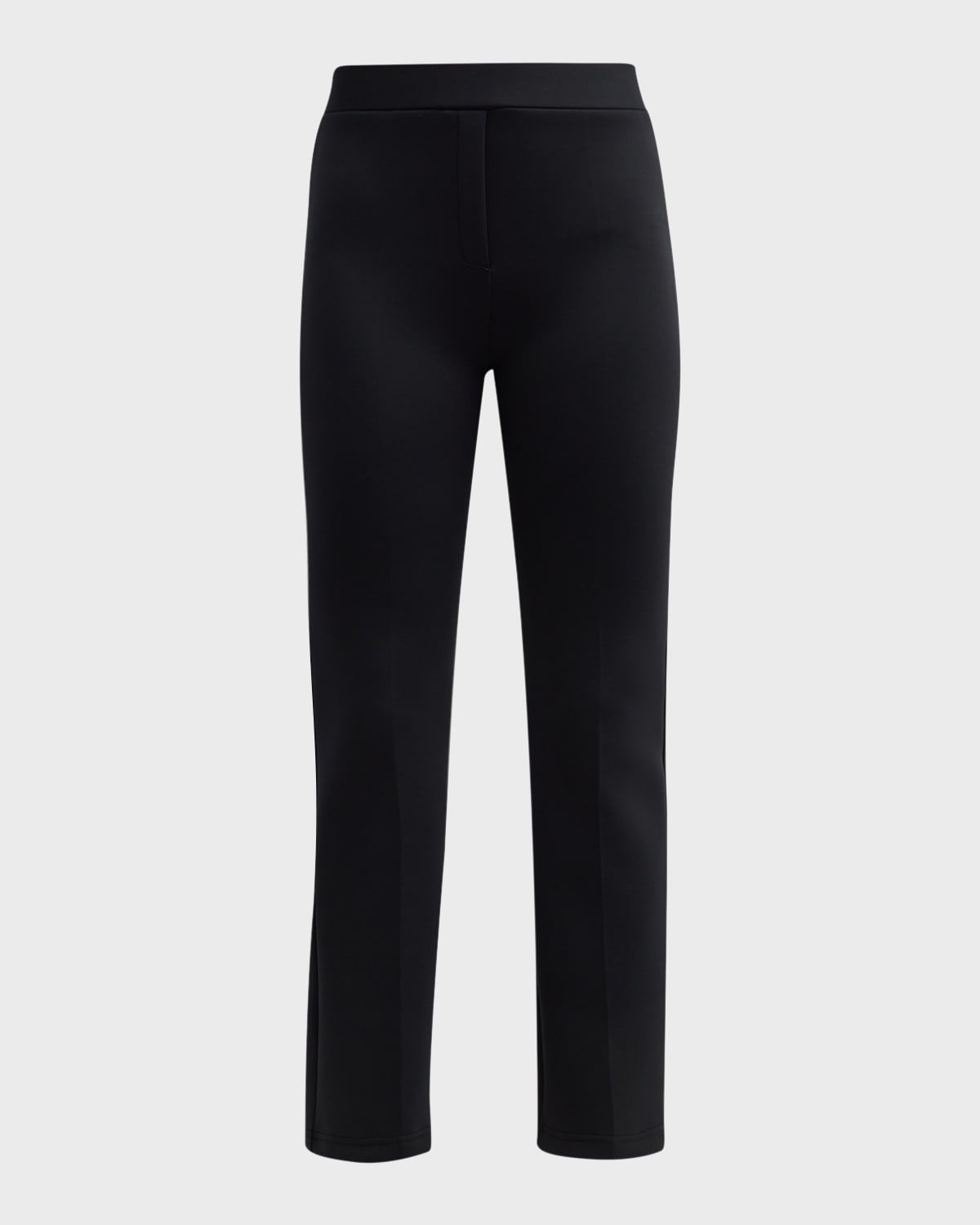 Cropped Flare Neoprene Trousers with Front Crease