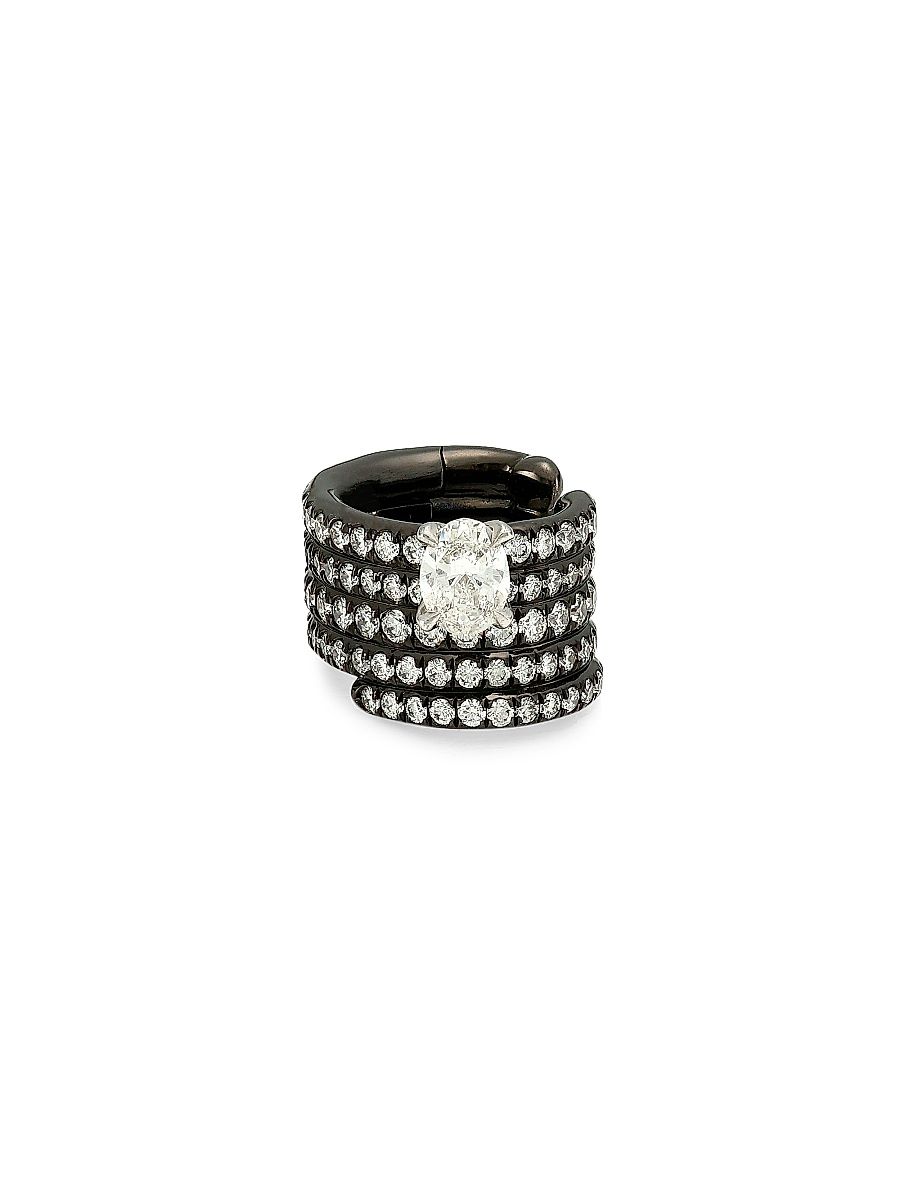 Women's Blast 18K Black Gold & Diamond Pavé Stacked Single Ear Cuff - Black