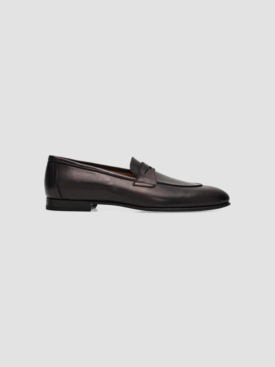 Kiton Men's Leather Penny Loafers - Black - Size 7