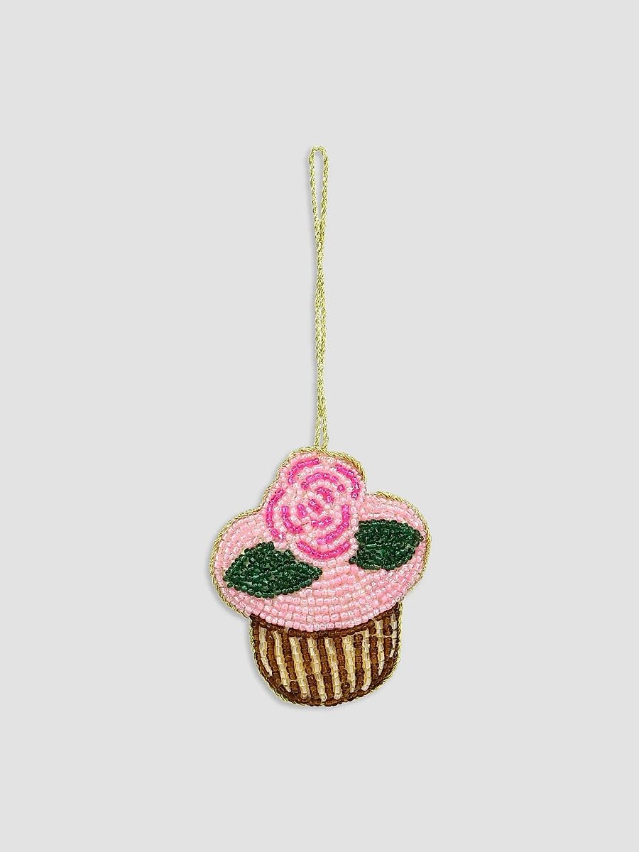 Beaded Cupcake Ornament - Pink