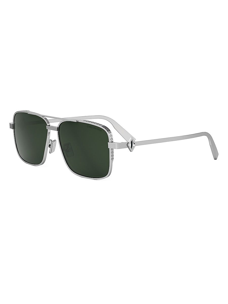 Men's CD Diamond S9F 58MM Square Sunglasses - Silver Green