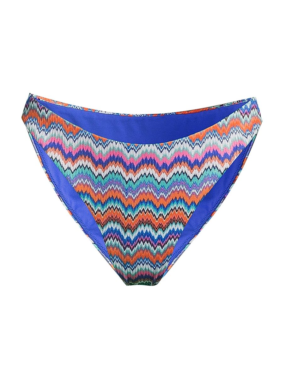 Women's Margot Barcelona Metallic Chevron Bikini Bottom - Blue Multi - Size Large