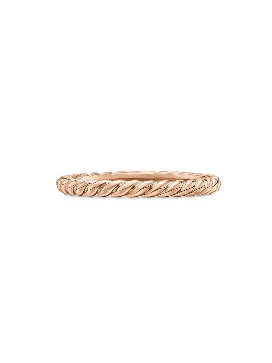 Women's DY Cable Band Ring in 18K Rose Gold, 2mm - Rose Gold - Size 5