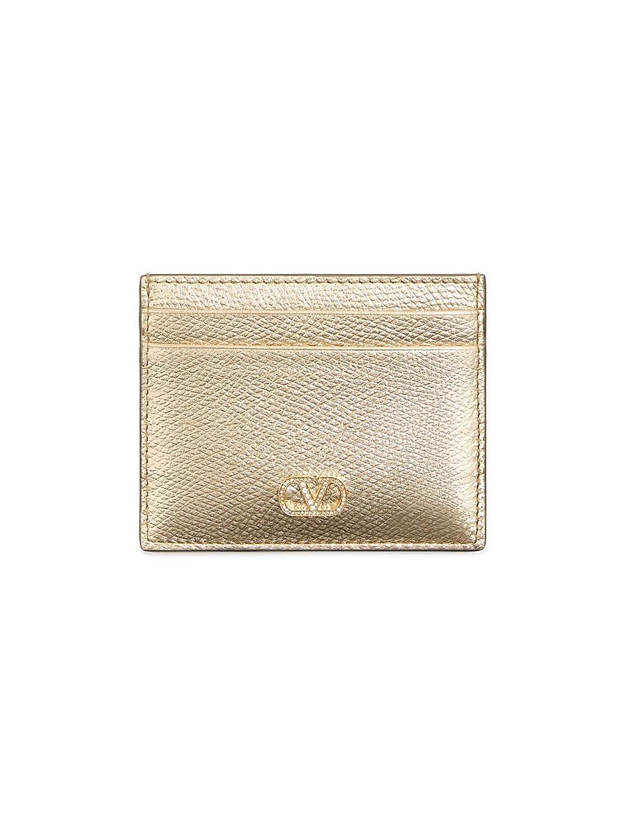 Women's VLogo Signature Card Holder - Gold Crystal