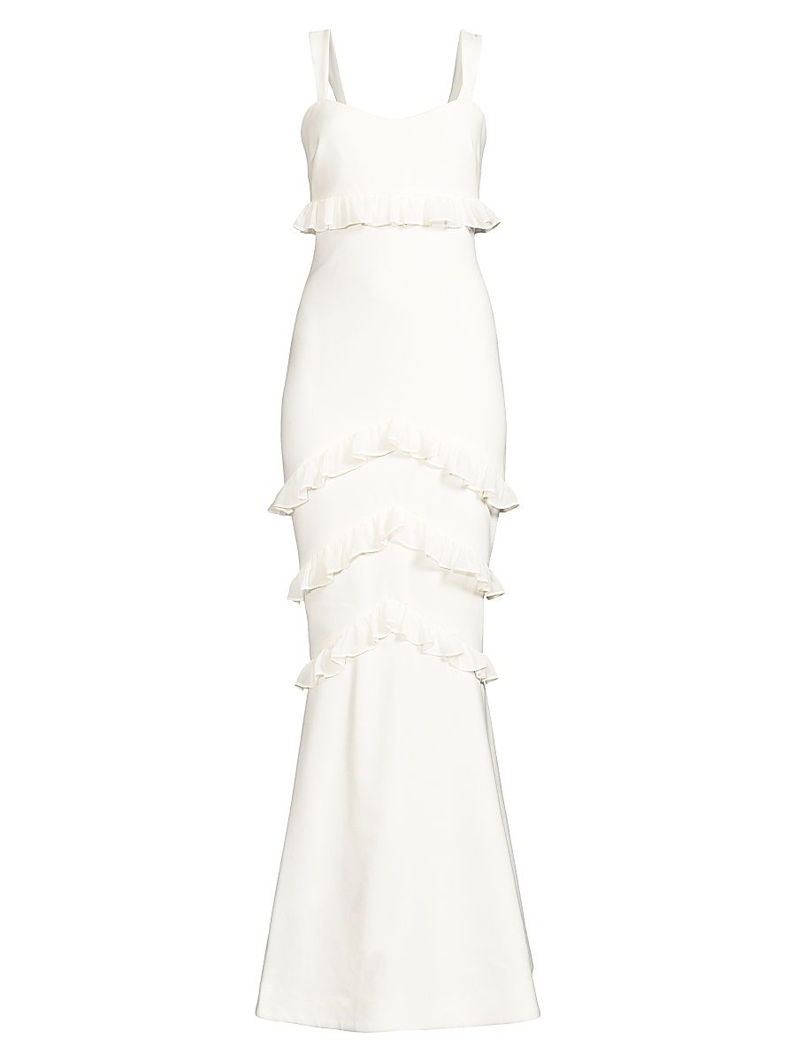 Women's Solana Ruffle-Trim Mermaid Gown - White - Size 8
