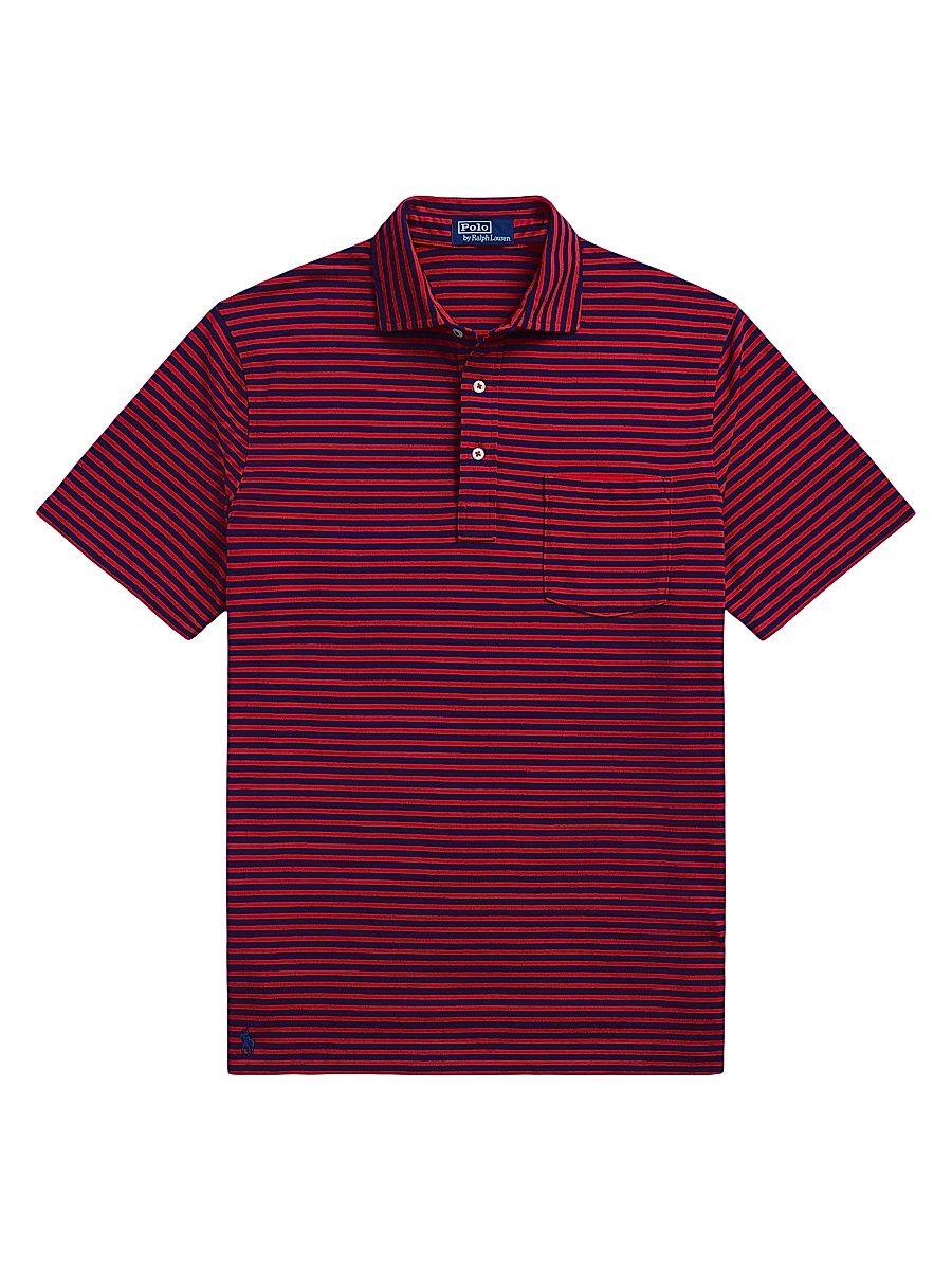 Men's Classic-Fit Featherweight Mesh Polo - Newport Navy Red - Size XXL