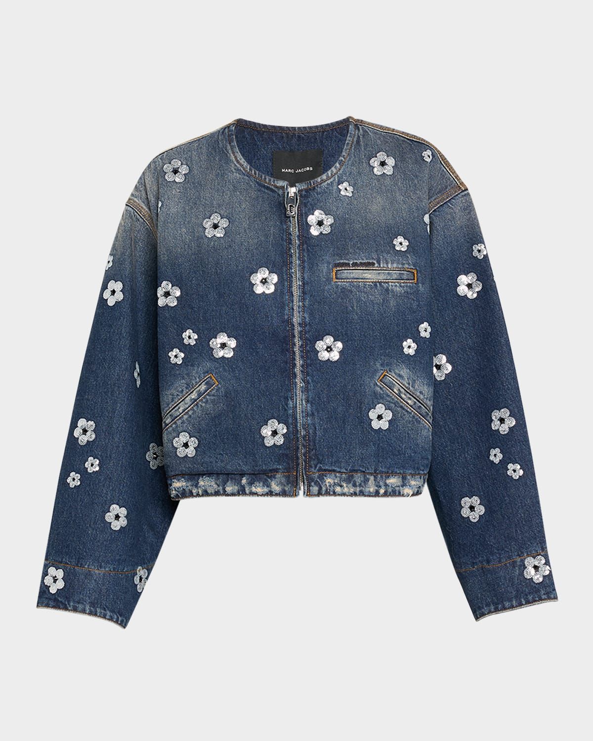 Daisy Sequined Denim Crop Jacket