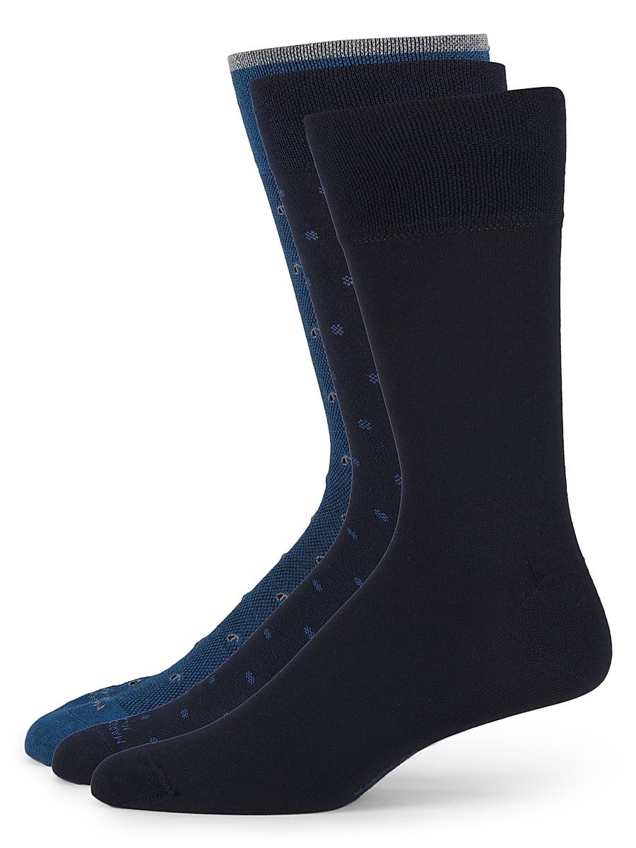 Men's 3-Pack Mousse of Modal Mid-Calf Socks - Blue Mix