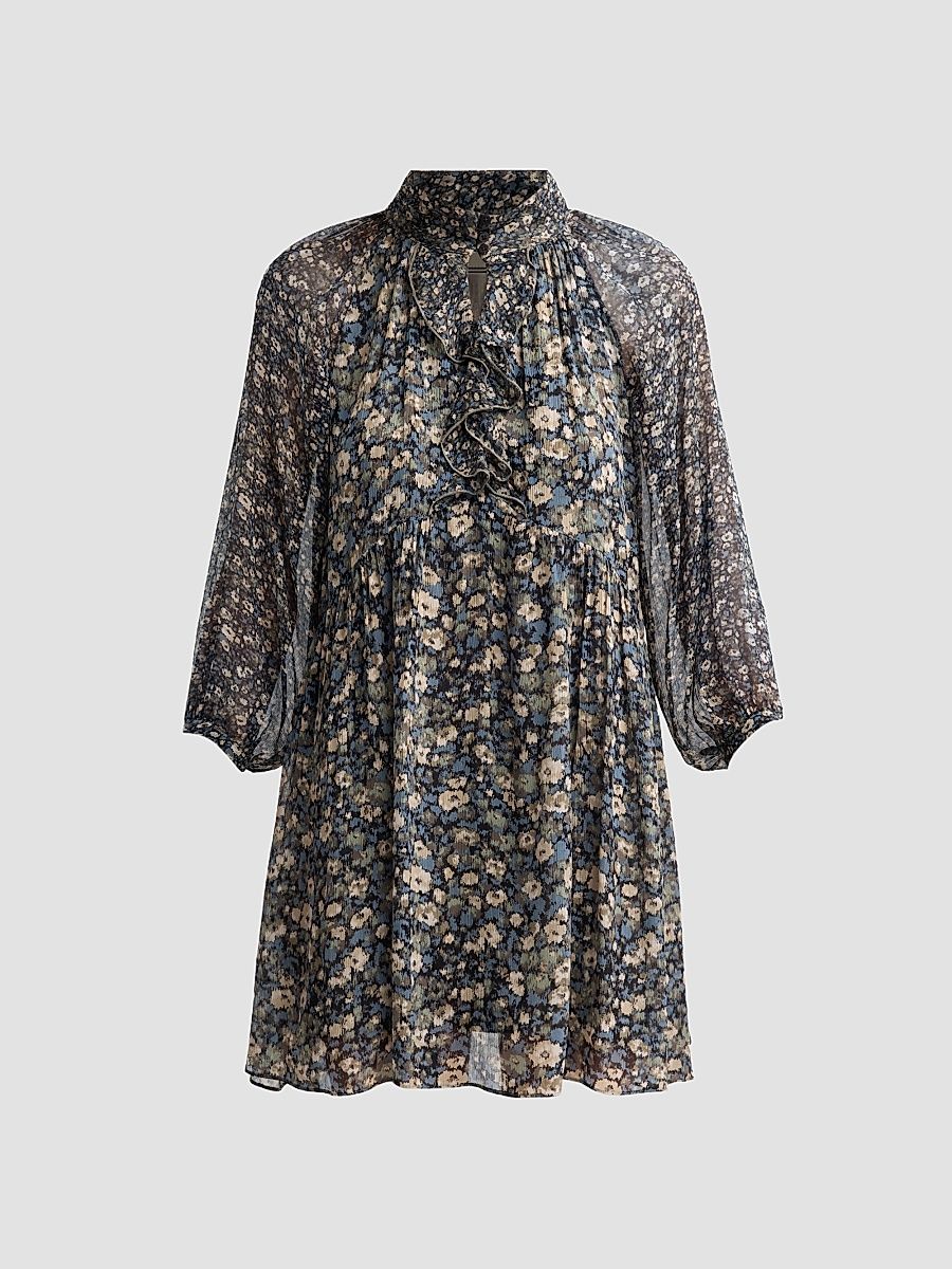ba & sh Women's Kimia Floral Mini Dress - Kaki - Size Large