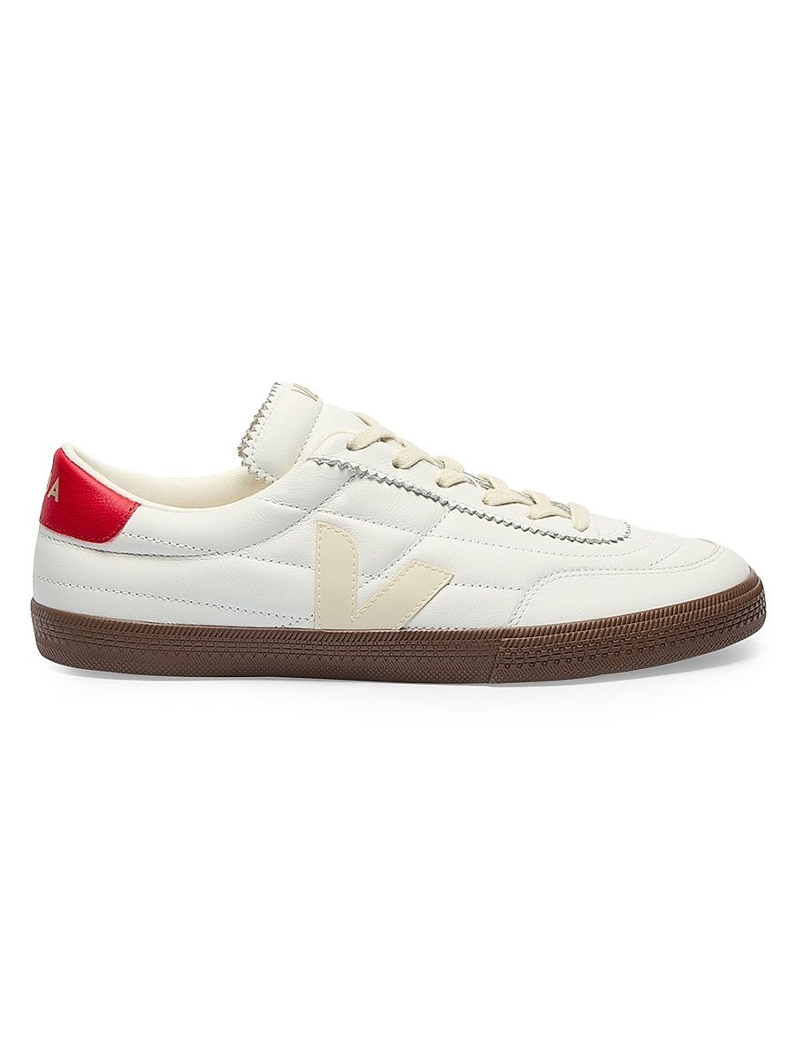 Women's Panenka Leather Low-Top Sneakers - White Red - Size 5