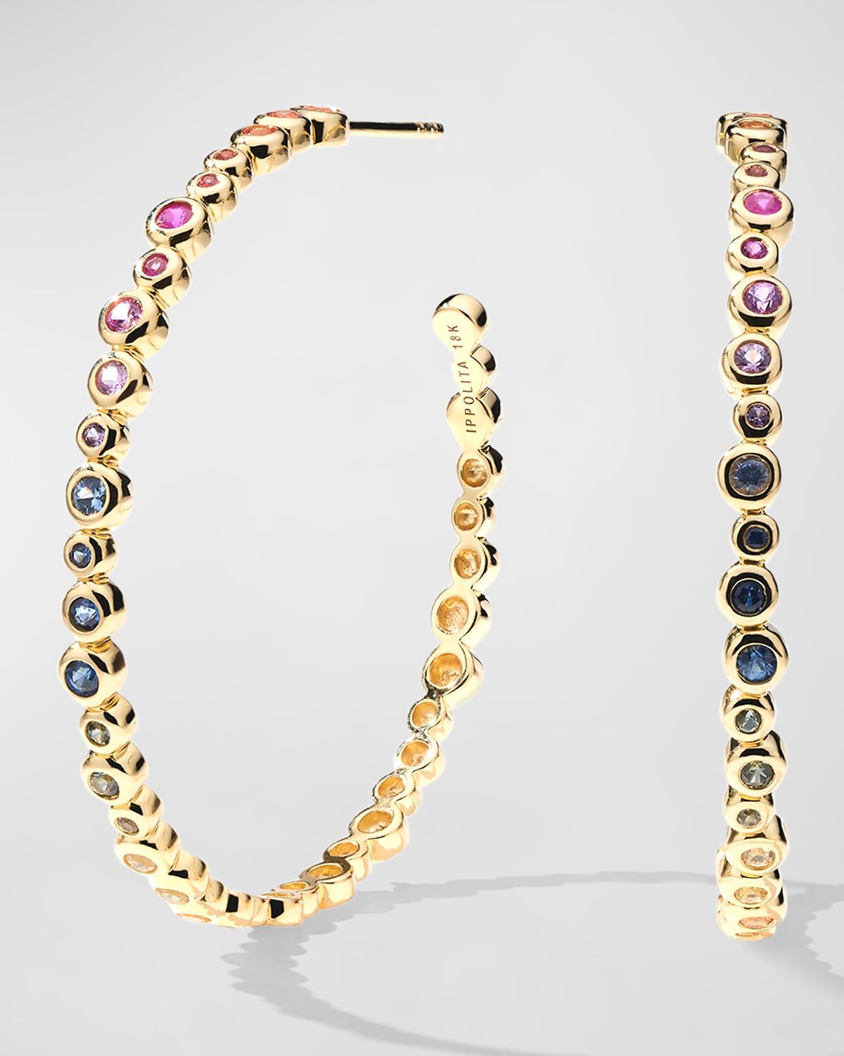18K Starlet Hoop Earrings with Mixed Sapphires