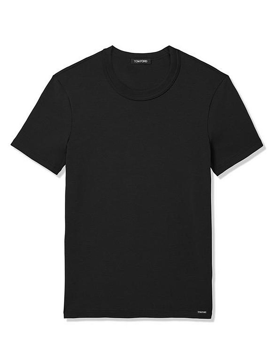 Men's Stretch-Cotton Crewneck T-Shirt - Black - Size Medium