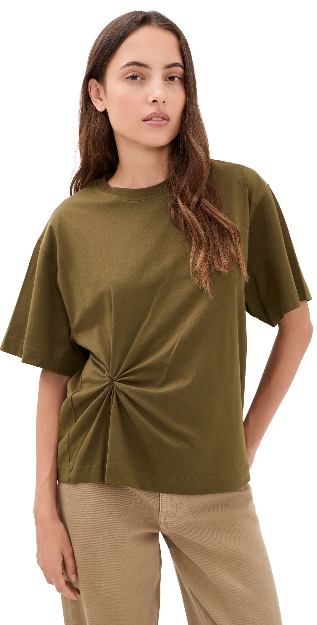 House of Dagmar Knot T-Shirt Dark Olive Green L