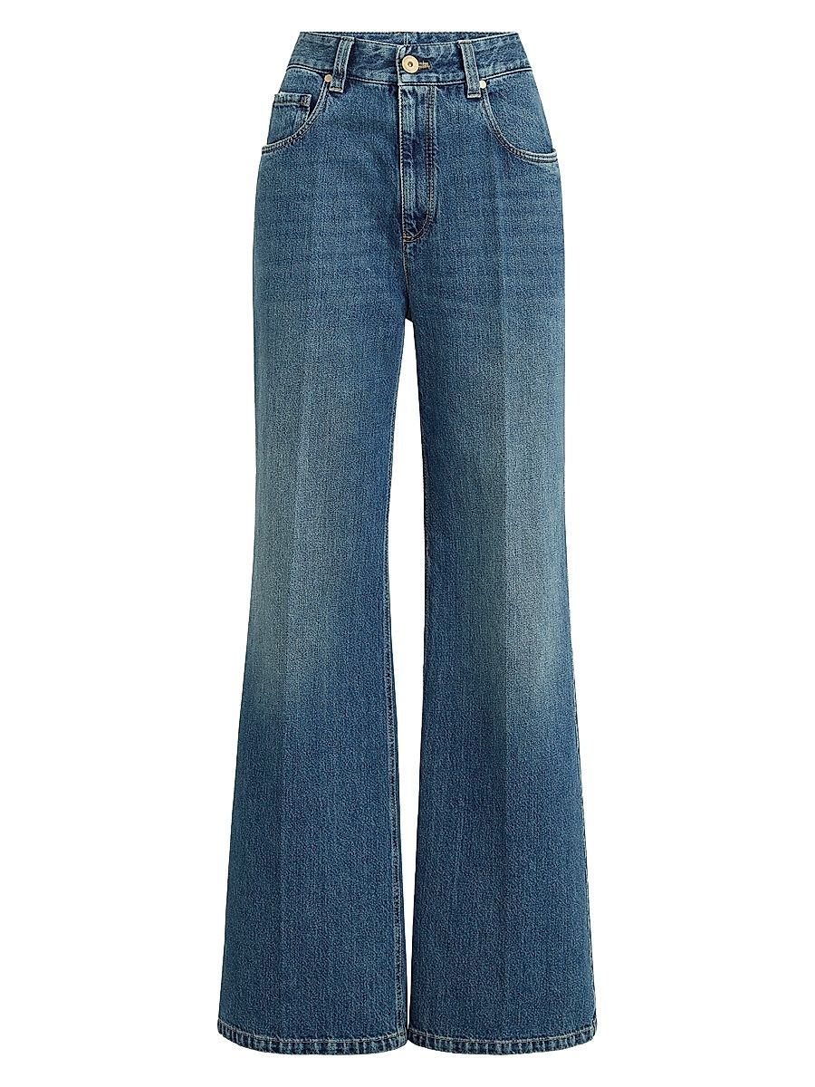 Women's Authentic Denim Contemporary Loose Trousers with Monili - Denim - Size 16