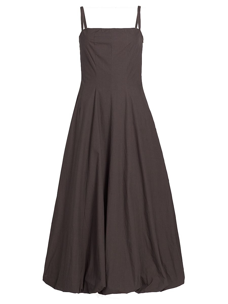 Women's Ella Rumpled Cotton Midi-Dress - Coffee - Size 14