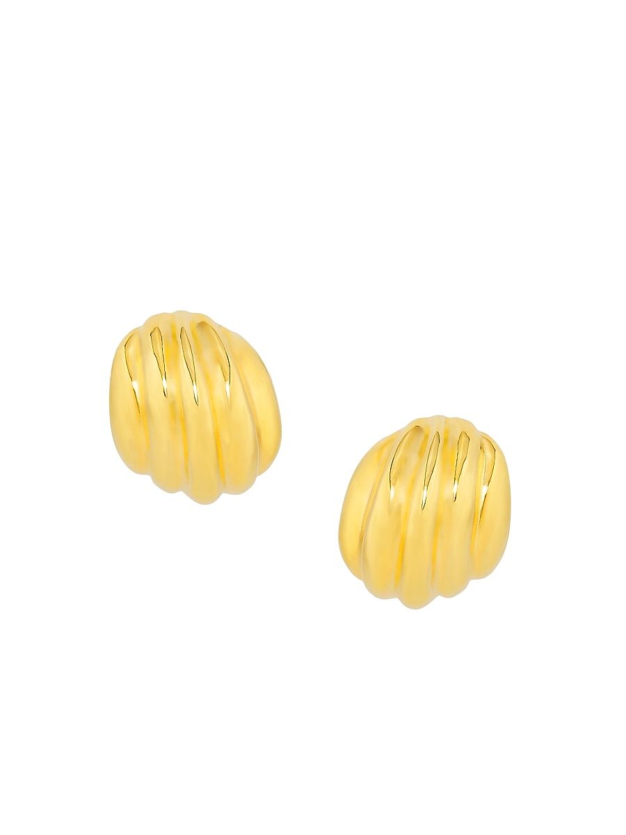 Women's 18K-Gold-Plated Fluted Clip-On Earrings - Gold